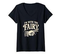 Femme Vintage la fée Couples drôles Correspondant à T-Shirt avec Col en V