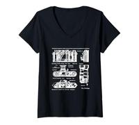 Femme Vintage Low Aperture f1.9 Film Camera Diagram Photography T-Shirt avec Col en V