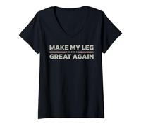 Femme Vintage Make My Leg Great Again Funny Surgery Recovery T-Shirt avec Col en V