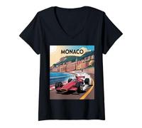 Femme Vintage Monaco 1937 Classic Race Car Men Lover Racing Design T-Shirt avec Col en V