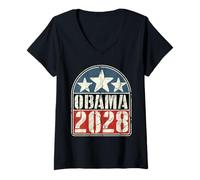 Femme Vintage Obama 2028 President Barack 3rd Term Patriotic T-Shirt avec Col en V