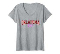 Femme Vintage Oklahoma Girl Retro Pink Oklahoma Women and Girls T-Shirt avec Col en V