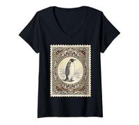 Femme Vintage Penguin Antarctic Wildlife T-Shirt avec Col en V
