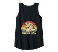 Femme Vintage Pitbull Mom | Happy Smiling Pitbull Mom on Sunset Débardeur
