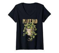 Femme Vintage Pothos Plante Papa Nature Flora Jardinier T-Shirt avec Col en V