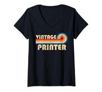 Femme Vintage Printer Job Title Birthday Idea T-Shirt avec Col en V