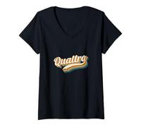 Femme Vintage Quattro Personnalisé Nom Quattro T-Shirt avec Col en V