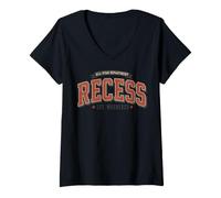 Femme Vintage Recess School Break Est Whenever Design T-Shirt avec Col en V