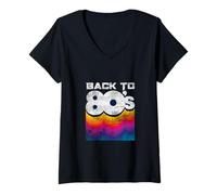 Femme Vintage Retro Back to 80's Tees I Love 80's Graphic Design T-Shirt avec Col en V