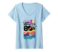 Femme Vintage Retro Back to 80's Tees I Love 80's Graphic Design T-Shirt avec Col en V
