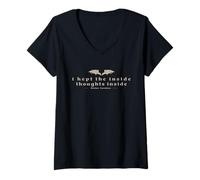 Femme Vintage Retro I Kept The Inside Thoughts Inside Bookish T-Shirt avec Col en V