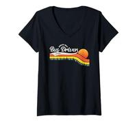 Femme Vintage Retro School Bus Driver World's Best Bus Driver Ever T-Shirt avec Col en V