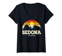 Femme Vintage Retro Style Skyline Desert Landscape Sedona Arizona T-Shirt avec Col en V