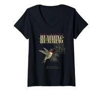 Femme Vintage Ruby-Throated Colibri Art Nature Watching T-Shirt avec Col en V