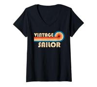 Femme Vintage Sailor Job Title Birthday Idea T-Shirt avec Col en V