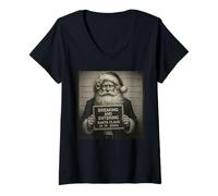 Femme Vintage Santa Christmas - Mug rétro Père Noël T-Shirt avec Col en V