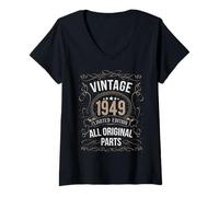 Femme Vintage Since 1949 76e Anniversaire 76 Ans Meme Original T-Shirt avec Col en V