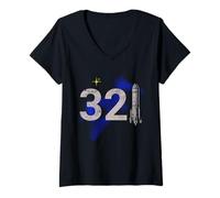 Femme Vintage Space Coast 321 Rocket Launch Souvenir T-Shirt avec Col en V