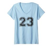 Femme Vintage Sport Numéro 23 Vingt-Trois T-Shirt avec Col en V