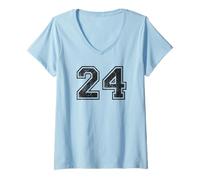 Femme Vintage Sport Numéro 24 Vingt-Quatre T-Shirt avec Col en V