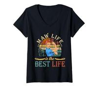 Femme Vintage Strong Women Maw Life is The Best Life Mother's Day T-Shirt avec Col en V