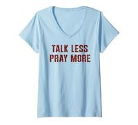 Femme Vintage Talk Less Pray More Christian Croyant Faith Jesus T-Shirt avec Col en V