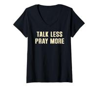 Femme Vintage Talk Less Pray More Christian Croyant Faith Jesus T-Shirt avec Col en V