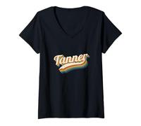 Femme Vintage Tanner Personnalisé Nom Tanner T-Shirt avec Col en V