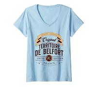 Femme Vintage Territoire de Belfort Département France T-Shirt avec Col en V