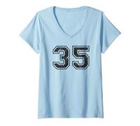 Femme Vintage Varsity numéro 35 Trente-Cinq T-Shirt avec Col en V
