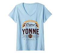 Femme Vintage Yonne Département France T-Shirt avec Col en V