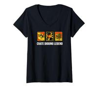 Femme Vinyl Record Collector Crate Digging Legend T-Shirt avec Col en V