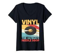 Femme Vinyl The Ultimate Needle Drop Vinyl Disques Vinyle T-Shirt avec Col en V