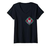 Femme Vinyl Wolf Bleu Vert Dégradé Violet T-Shirt avec Col en V