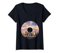 Femme Vinyle Los Angeles California T-Shirt avec Col en V