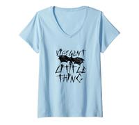 Femme Violent Little Thing Edgy Déclaration T-Shirt avec Col en V