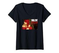 Femme Violent Night Dark Christmas T-Shirt avec Col en V