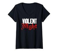 Femme Violent Night Logo T-Shirt avec Col en V