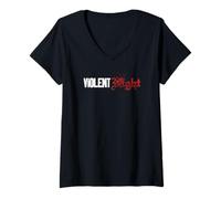 Femme Violent Night Movie Logo T-Shirt avec Col en V