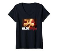 Femme Violent Night Santa Hammer T-Shirt avec Col en V