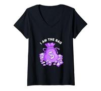 Femme Violet I AM The Bag Purple Graphic T-Shirt avec Col en V