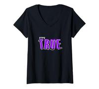 Femme Violet Stay True v2 Graphique Violet T-Shirt avec Col en V