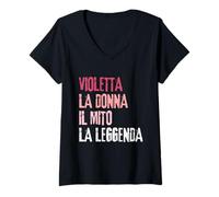 Femme Violetta La Donna Il Mito La Leggenda Festa di Compleanno T-Shirt avec Col en V