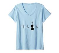 Femme Violin Pulse Line Violin Lover Viola T-Shirt avec Col en V