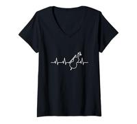 Femme Violoniste Heartbeat Violon T-Shirt avec Col en V