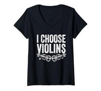 Femme Violoniste I Choose Violins Instrument à Cordes Violon T-Shirt avec Col en V