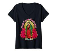 Femme Virgen De Guadalupe Bendita Eres Entre Las Mujeres T-Shirt avec Col en V