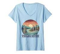 Femme Virgin River T-Shirt Retro Minimalist River Virgin T-Shirt avec Col en V