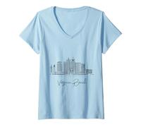 Femme Virginia Beach Virginia Skyline Souvenirs de voyage Paysage urbain T-Shirt avec Col en V