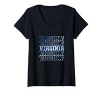 Femme Virginie État d'Amérique Pays des États-Unis T-Shirt avec Col en V
